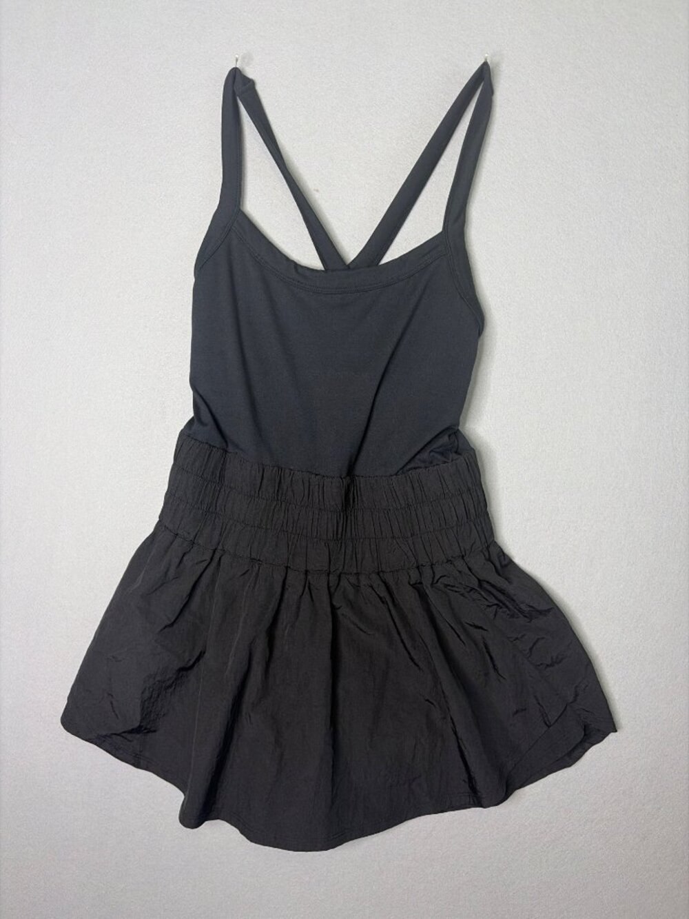 Free People Movement Way Home Skortsie Romper Size L Black Built-In Bra